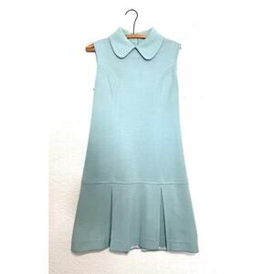 Vintage 1970s Pleated Dropwaist Blue Mod Dress By Act Three